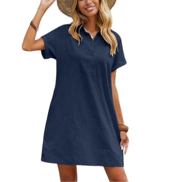 NWT Women’s A Line Casual Summer Cotton Dress - Picture 2 of 7